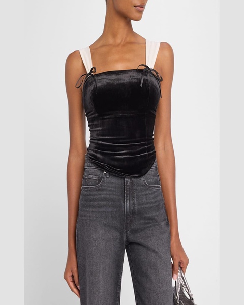 Tuli Velvet Bow Crop Top