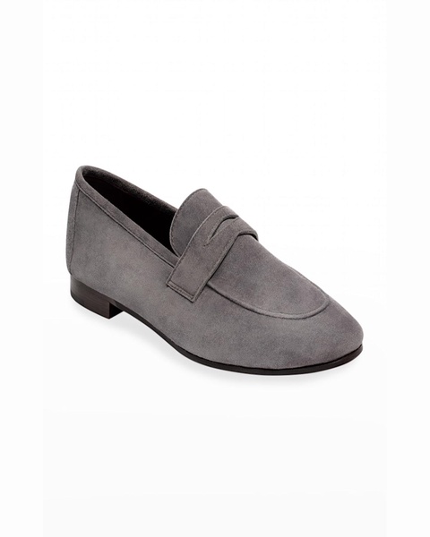 Flaneur Suede Flat Penny Loafers