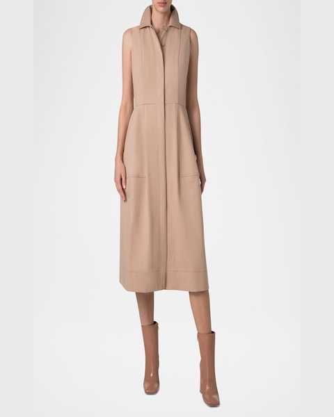 Sleeveless Cotton Midi Shirtdress