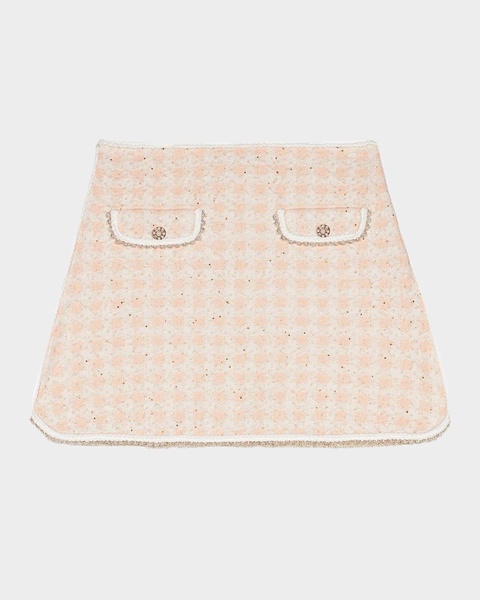 Jartingal Tweed-Effect Checked Knit Mini Skirt