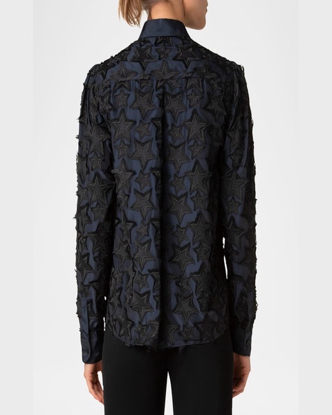 3D Star Embroidered Taffeta Blouse