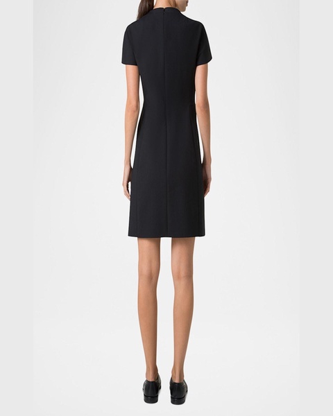 Asymmetric Seam Cap-Sleeve Cotton-Silk Dress