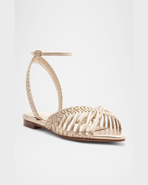 Agatha Braided Metallic Leather Flat Sandals