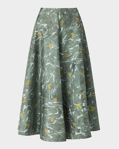 Varda Printed Silk Midi Skirt