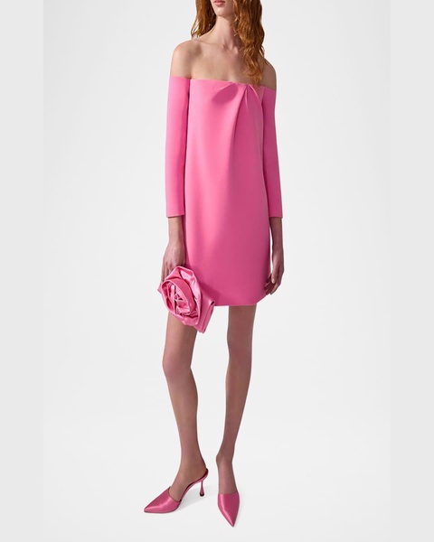 Off-The-Shoulder 3/4-Sleeve Mini Dress
