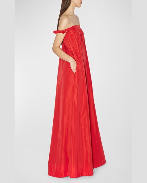 Brigitte Bow Off-The-Shoulder Gown