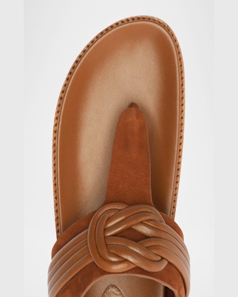 Vickey Suede Knot Slingback T-Strap Sandals