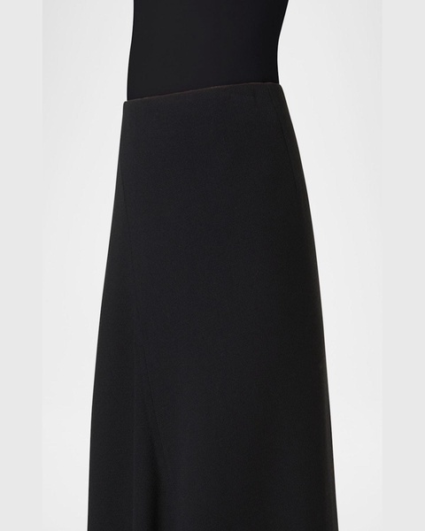 Asymmetric Techno Neoprene Midi Skirt