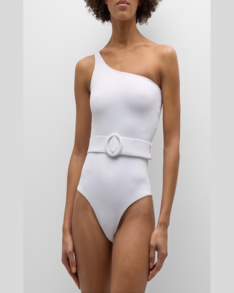 Davina Asymmetric Belted One-Piece Swimsuit