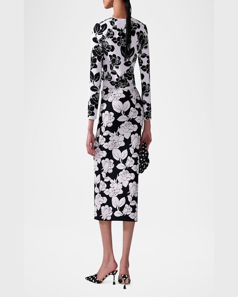 Flower Midi Pencil Skirt