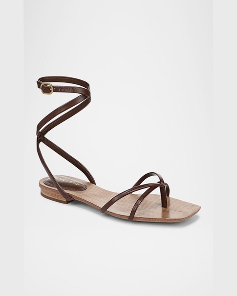 Allegra Leather Flat Ankle-Strap Sandals