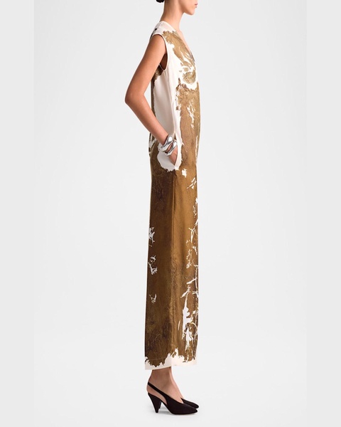 Cherie Long Printed Silk Dress