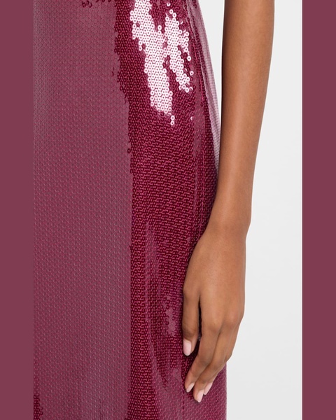 Draped Sequined Sleeveless Midi Dress