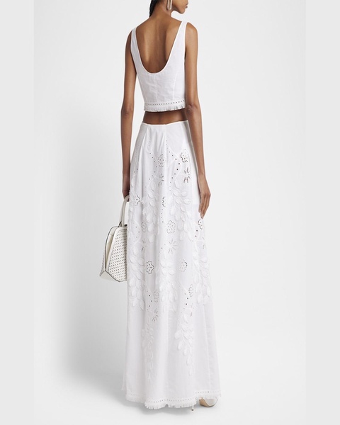 Eyelet Embroidered Maxi Skirt