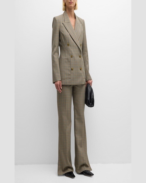 Prince Straight-Leg Plaid Houndstooth Trousers