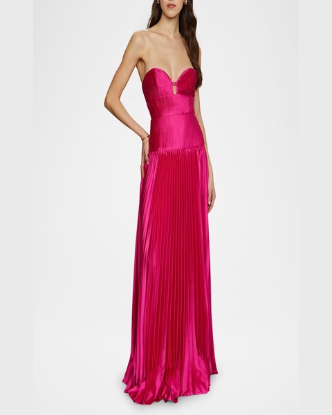 Ludlow Strapless Pleated Satin Gown
