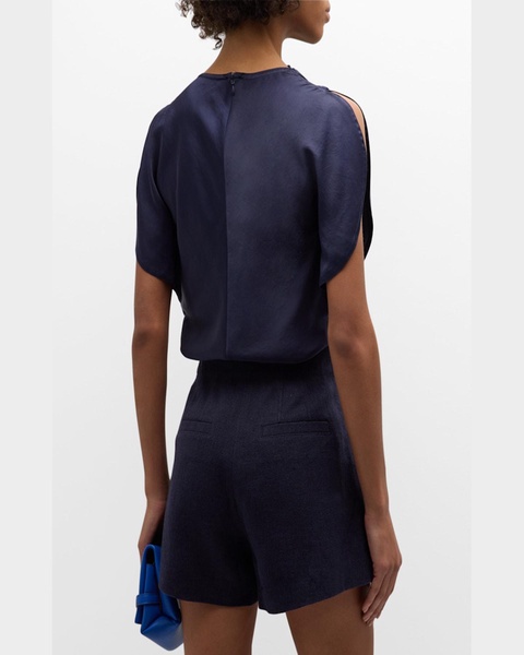 Nadia Satin Petal-Sleeve Top