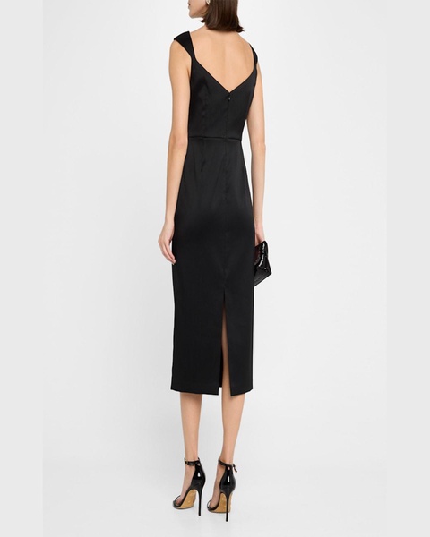 Sleeveless Stretch Mikado Midi Dress