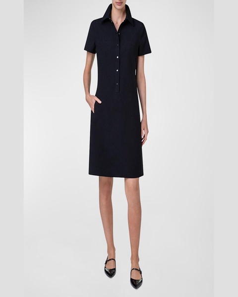 Cotton Silk Button-Front Polo Dress