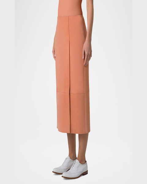 Nubuck Leather Midi Pencil Skirt