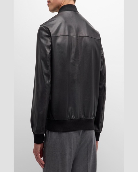 Men's Perforated Leather Bomber Jacket