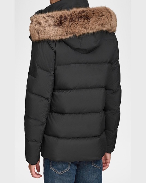 Men's Down Jacket with Faux Fox Fur 