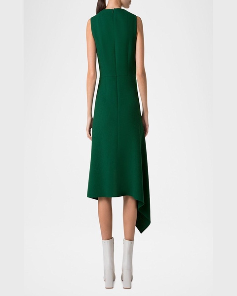 High-Low Wool Crepe Midi Dress