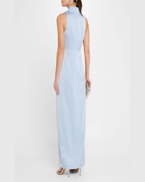 Twist-Front Crepe Back Satin Column Gown