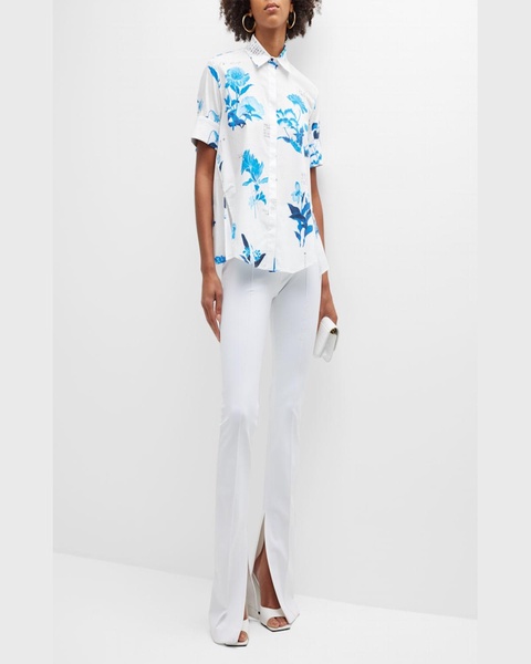 Neoprene Slit-Cuff Flare Pants