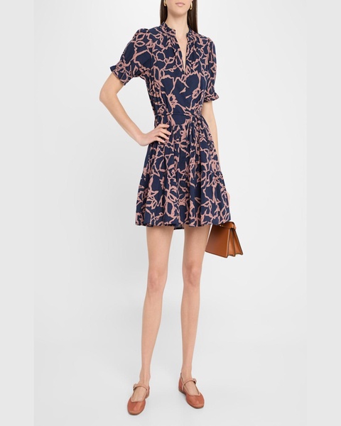 Las Almas Tiered Floral-Print Mini Dress