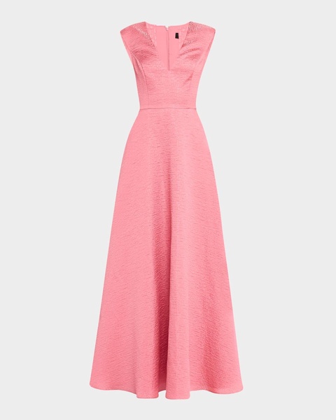 Sleeveless Shimmer Jacquard Ballgown