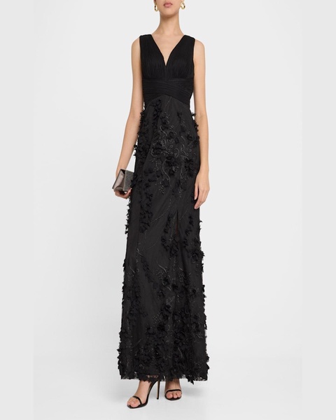 Embroidered Floral Applique Gown