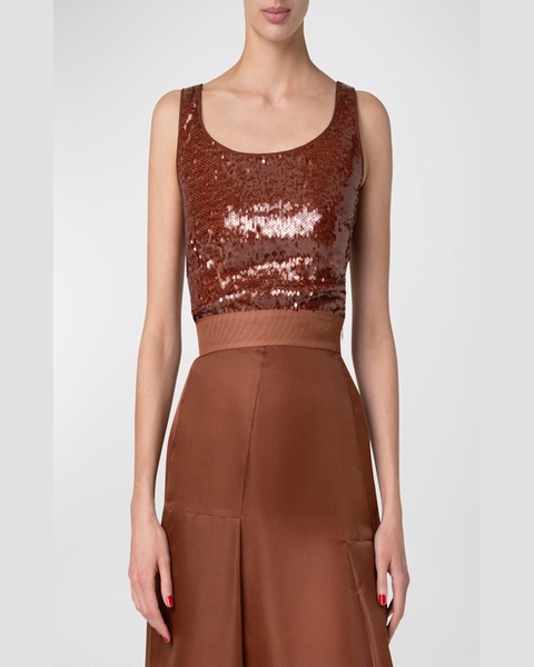 Sequined Scoop-Neck Tank Top