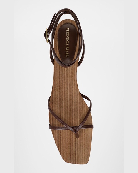 Allegra Leather Flat Ankle-Strap Sandals