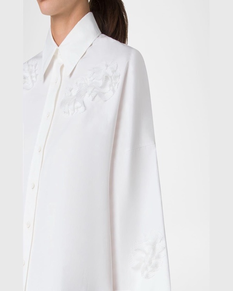 Carnation Applique Button-Down Cotton Shirt