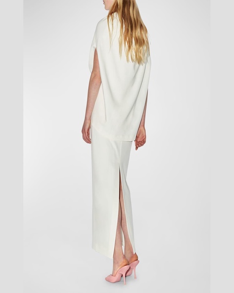 Ruched Waist Long Cape Dress
