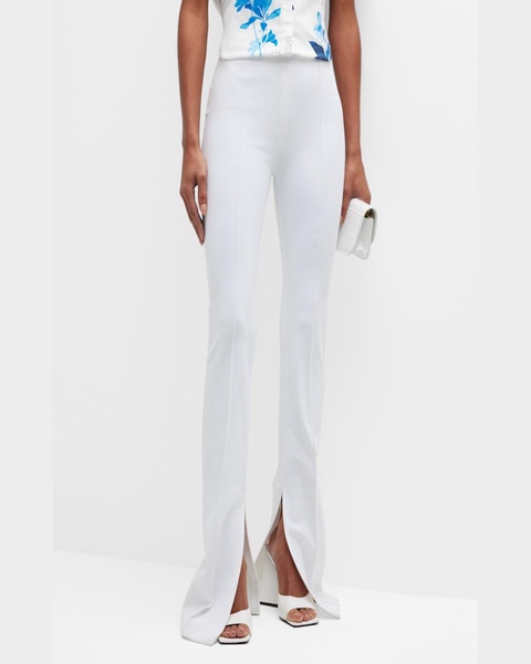 Neoprene Slit-Cuff Flare Pants