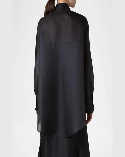 Oversized Button Down Silk Organza Blouse