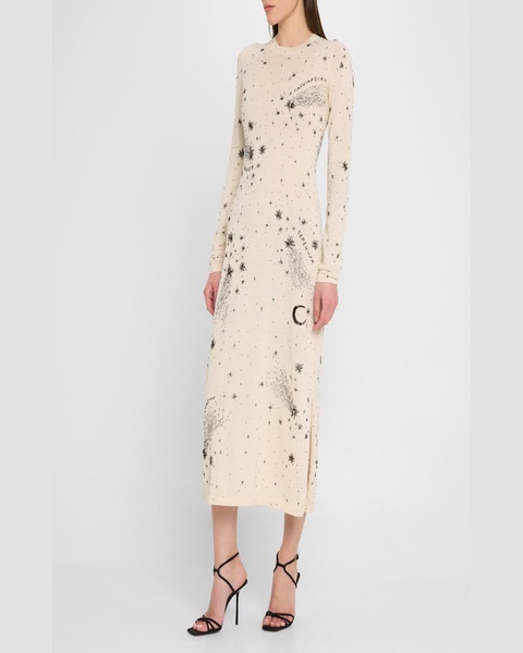 Ellima Bead Embroidered Long-Sleeve Midi Dress