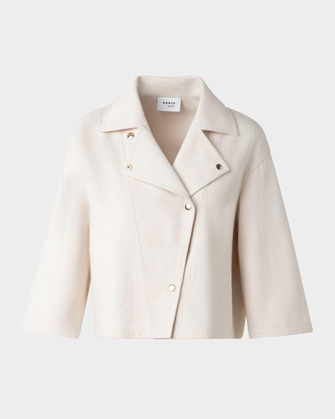 Cotton-Wool Denim Moto Jacket