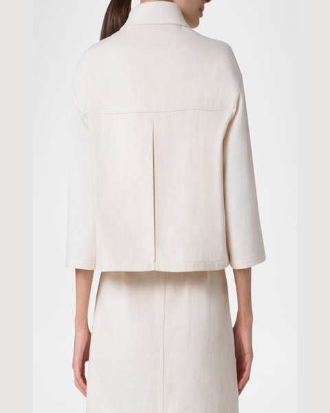 Cotton-Wool Denim Moto Jacket