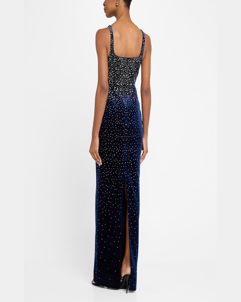 Singlet Crystal Velvet Sweetheart Column Gown
