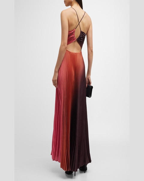 Ariya Pleated Open-Back Maxi Dress