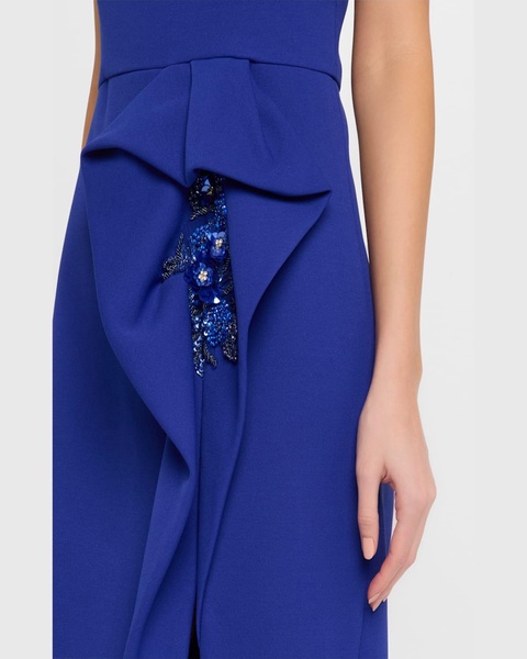 Strapless Bead-Embellished Midi Sheath Dress