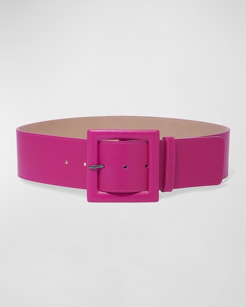 Square-Buckle Wide Leather Belt