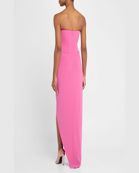 Strapless Corset Asymmetric Crepe Gown