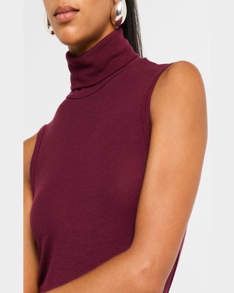 Modal Rib Sleeveless Turtleneck Top