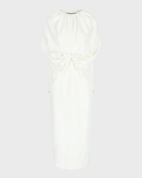 Ruched Waist Long Cape Dress