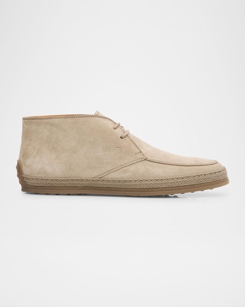 Men's Desert Leather Raffia-Sole Chukka Boots