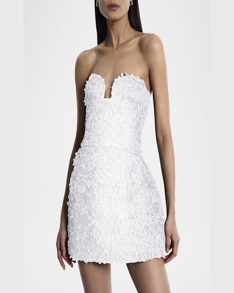 Strapless Floral Ruffle Mini Dress